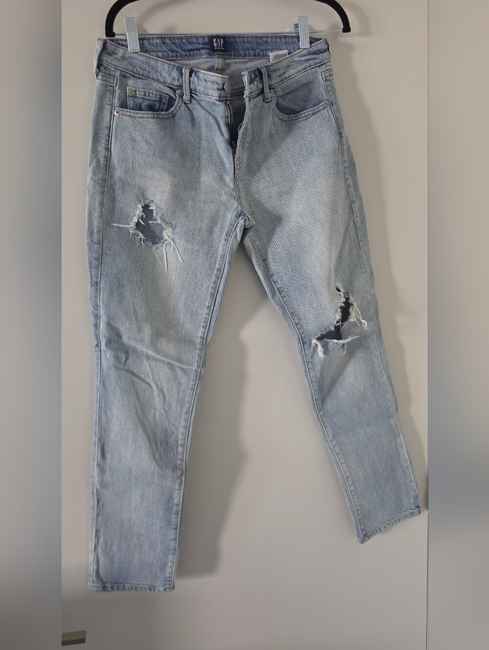 GAP Light Wash Straight Leg Distressed Jeans